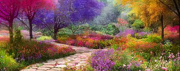 Panorama Magischer Garten Hintergrund Illustration von Animaflora PicsStock