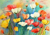 Klaproos in het veld,  Papaver, Klaprozen 