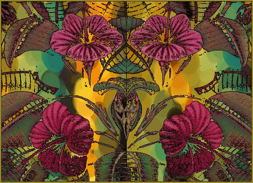 HIBISCUS bloemen en blad van Marijke Mulder