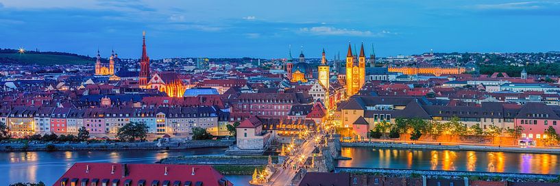 Panorama photo of an evening in Würzburg by Henk Meijer Photography