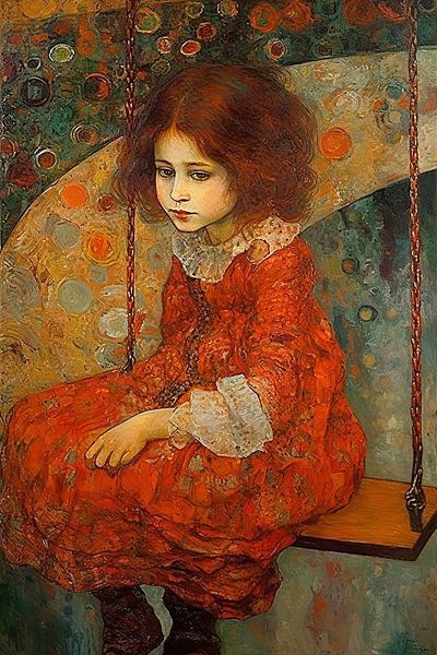 Girl on swing by Carla van Zomeren