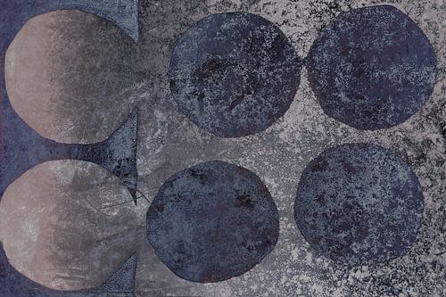 Taupe, blauw, grijze geometrische vormen. Moderne abstracte minimalistische kunst.