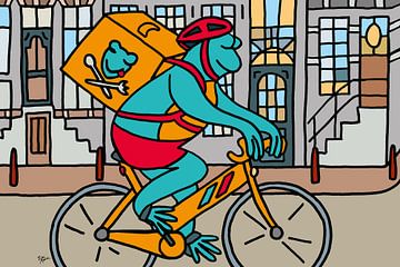 Frog with side job as bicycle courier by ART Eva Maria