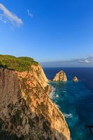 Sea view with a rock formation on the island of Zakynthos in Greece
