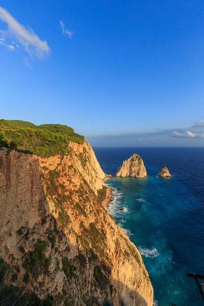 Sea view with a rock formation on the island of Zakynthos in Greece by Matthijs de Rooij