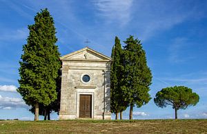 Die Cappella della Madonna di Vitaleta im Val D'Orcia in der Toskana, Italien