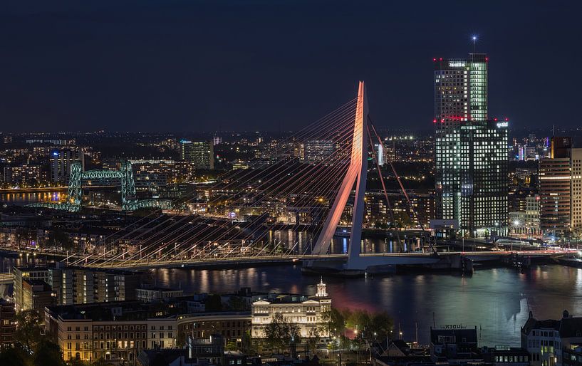Le pont Erasmus à Rotterdam en couleur royale par MS Fotografie | Marc van der Stelt