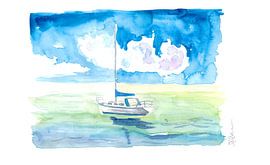 Segelboot in den türkisfarbenen Gewässern der Karibik von Markus Bleichner