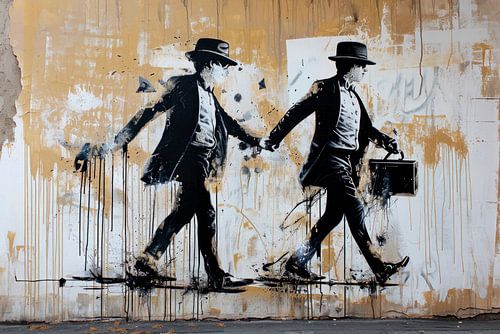 Graffiti-Malerei, monochrom, schwarz, weiß, sepia und grau von BowiScapes Abstrakt und digitale Kunst