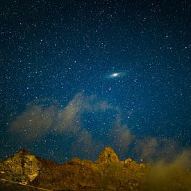 Andromeda sterrenstelsel boven de Zwitserse bergen van Sébastiaan Stevens