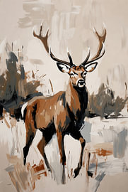 Red deer in warm earth tones by Art & Soul Creations