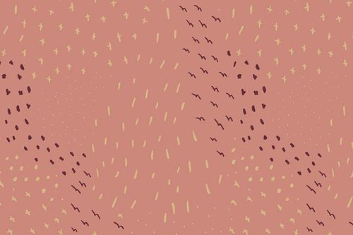 Kruisen, lijnen en stippen in pastel en neon. Zalm, geel, wijnrood.