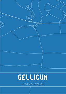 Blauwdruk | Landkaart | Gellicum (Gelderland) van Rezona