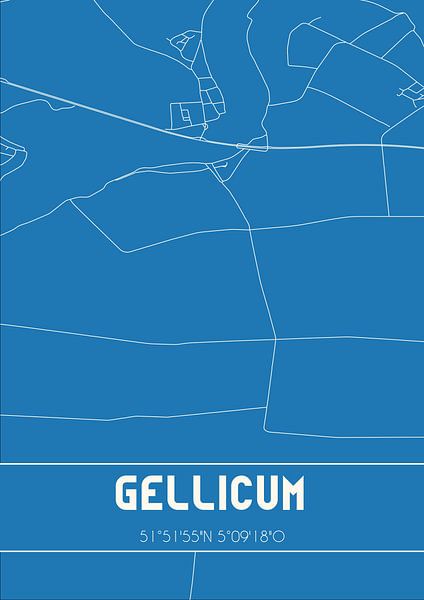 Blueprint | Map | Gellicum (Gelderland) by Prints of Place