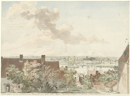 Gezicht te Nijmegen met een veer over de rivier, Hendrik Hoogers