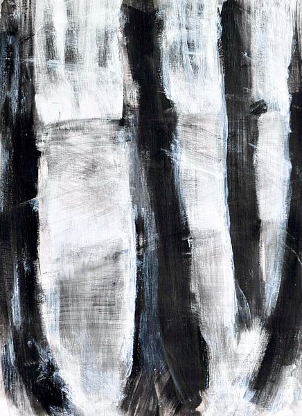 Black and white trees by the lake - ink &amp; paint by Lily van Riemsdijk - Art Prints with Color