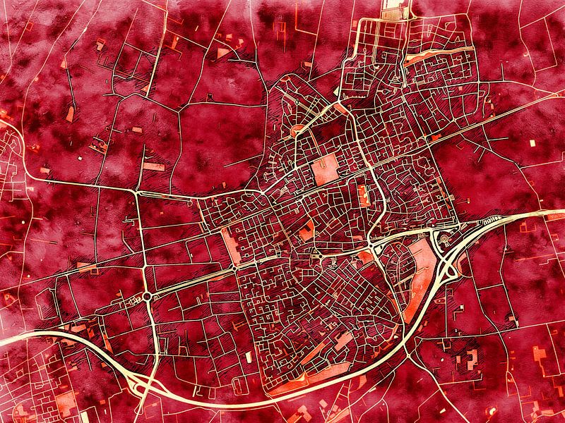 Map of Etten-Leur with the style 'Amber Autumn' by Maporia