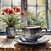 Silent morning with coffee and floral displays by Bart Veeken