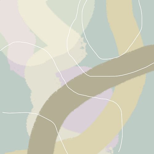 Abstracte pastelkunst in Wild Wonder kleuren in groen, roze en beige