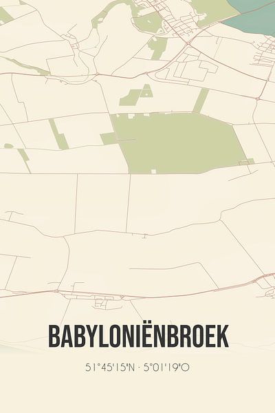 Carte ancienne de Babyloniënbroek (Brabant du Nord) par Affiches de lieux