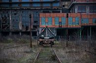 Wagon bij een verlaten fabriek van Patrick Verhoef thumbnail