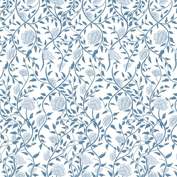 Bloemen boeket - Wit & Blauw van Studio Hinte