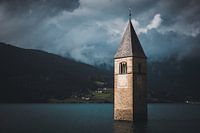 The drowned church in a reservoir