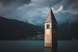 The drowned church in a reservoir by StephanvdLinde