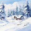 Peinture de paysage d'hiver sur Peinture Abstraite