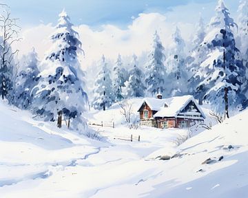 Winterlandschap Schilderij van Abstract Schilderij