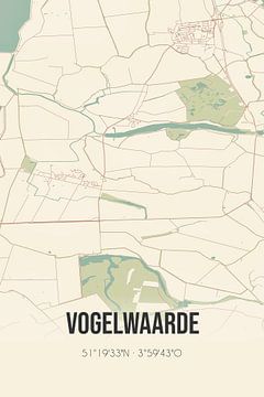 Vieille carte de Vogelwaarde (Zeeland) sur Rezona