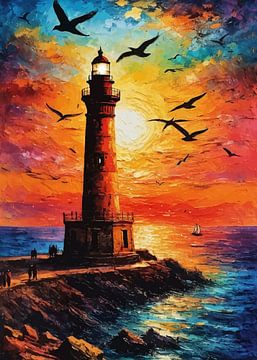 Een vuurtoren zonsondergang van MIROKKU