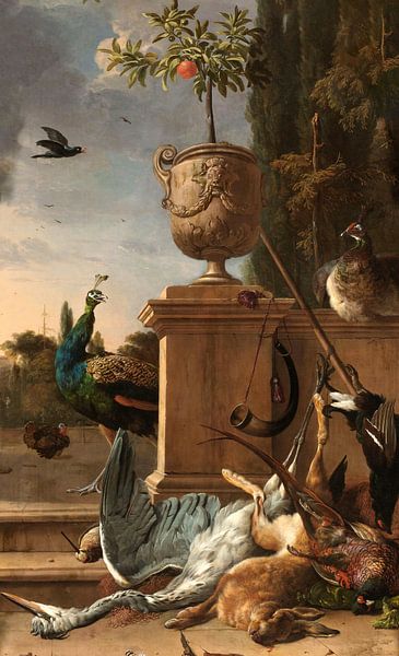 Jagdbeute auf einer Terrasse, Melchior d'Hondecoeter von Meisterhafte Meister