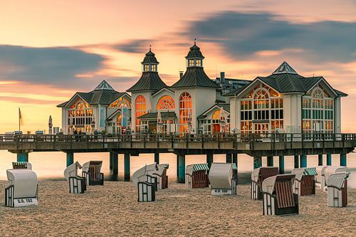 Sunset on the beach of Sellin, Rügen, Germany