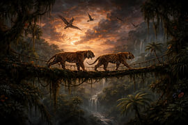 Säbelzahntiger bei Sonnenuntergang von Linda de Klein