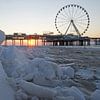 Zonsondergang besneeuwd Scheveningen van Remco Swiers