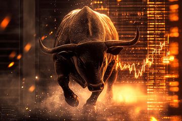 Stier voor beursgrafiek - Dynamisch van Poster Art Shop