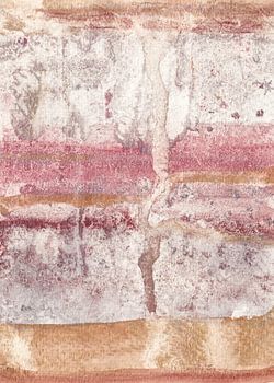 Abstrakte Aquarellmalerei in Kupfer, Rosa und Metallic