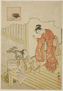 Suzuki Harunobu  - Ono no Komachi Washing the Book