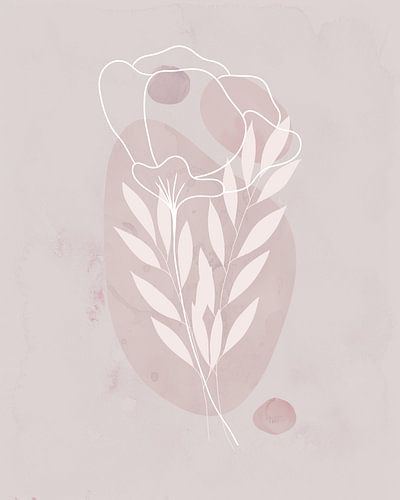 Minimalistische illustratie van en tak en een bloem