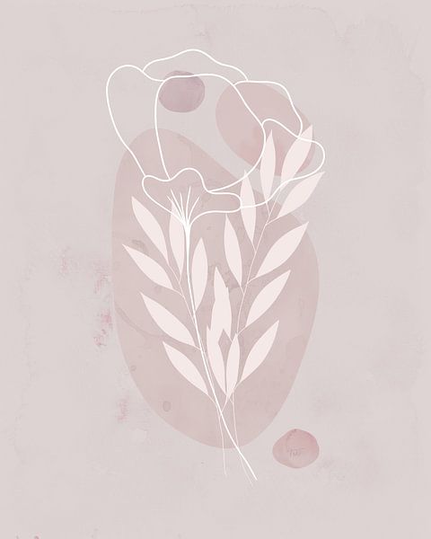 Minimalistische Illustration eines Zweigs und einer Blume
