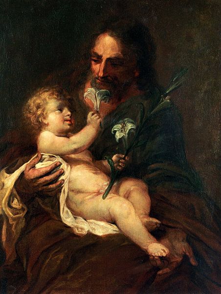 Bolome Esteban Murillo,Heilige Jozef met de baby redder van finemasterpiece