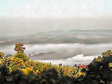 Vallei mist in Umbrië 1 van Dorothy Berry-Lound