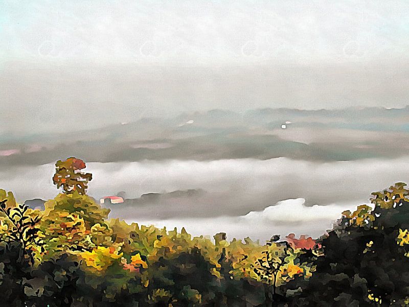 Valley Fog In Umbria 1 by Dorothy Berry-Lound