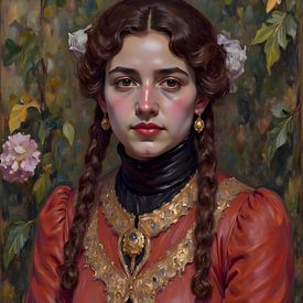 Portret van een vechter in de tuin - Neo Klassiek Kunstschilderij van FRESH Fine Art