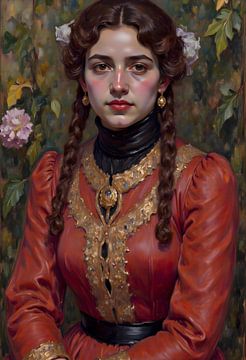 Portrait of a fighter in the garden - Neo Classic Art Painting