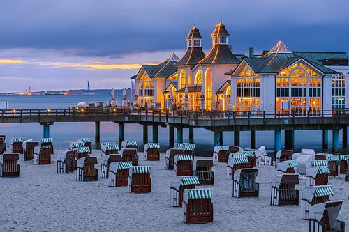 Zonsondergang Sellin Pier, Rügen, Duitsland