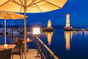 Hafen in Lindau am Bodensee bei Nacht von Werner Dieterich