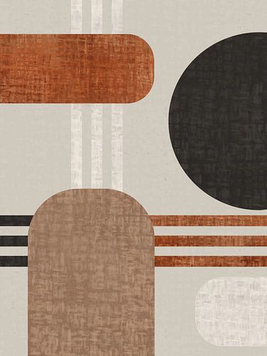 Abstracte wandkunstwerk - uit set van vier - geometrisch met zacht textuur