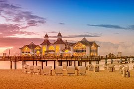 RÜGEN-pier in Sellin bij zonsondergang van Melanie Viola